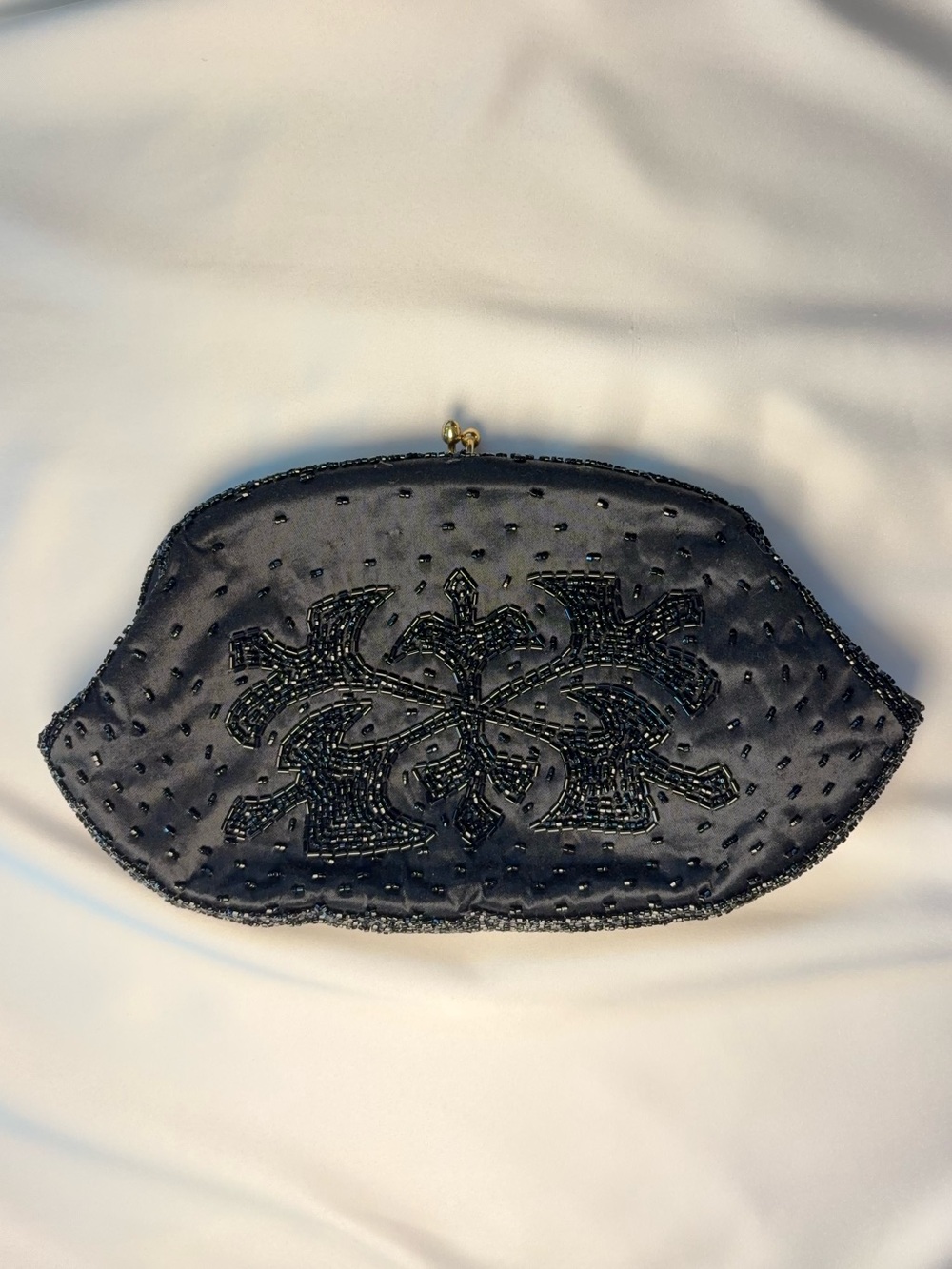 Vintage "Bags by Josef" - Beaded Evening Clutch - Black - Hand Beaded in Japan